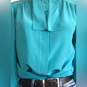 VTG Turquoise Women's Blouse with tassels